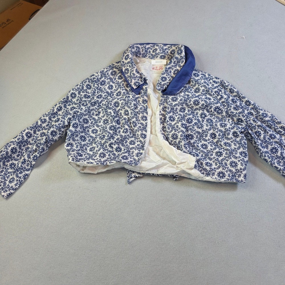 Vintage Harvey Rose Blue Floral Tapestry Cropped Bolero Jacket Damage Upcycle